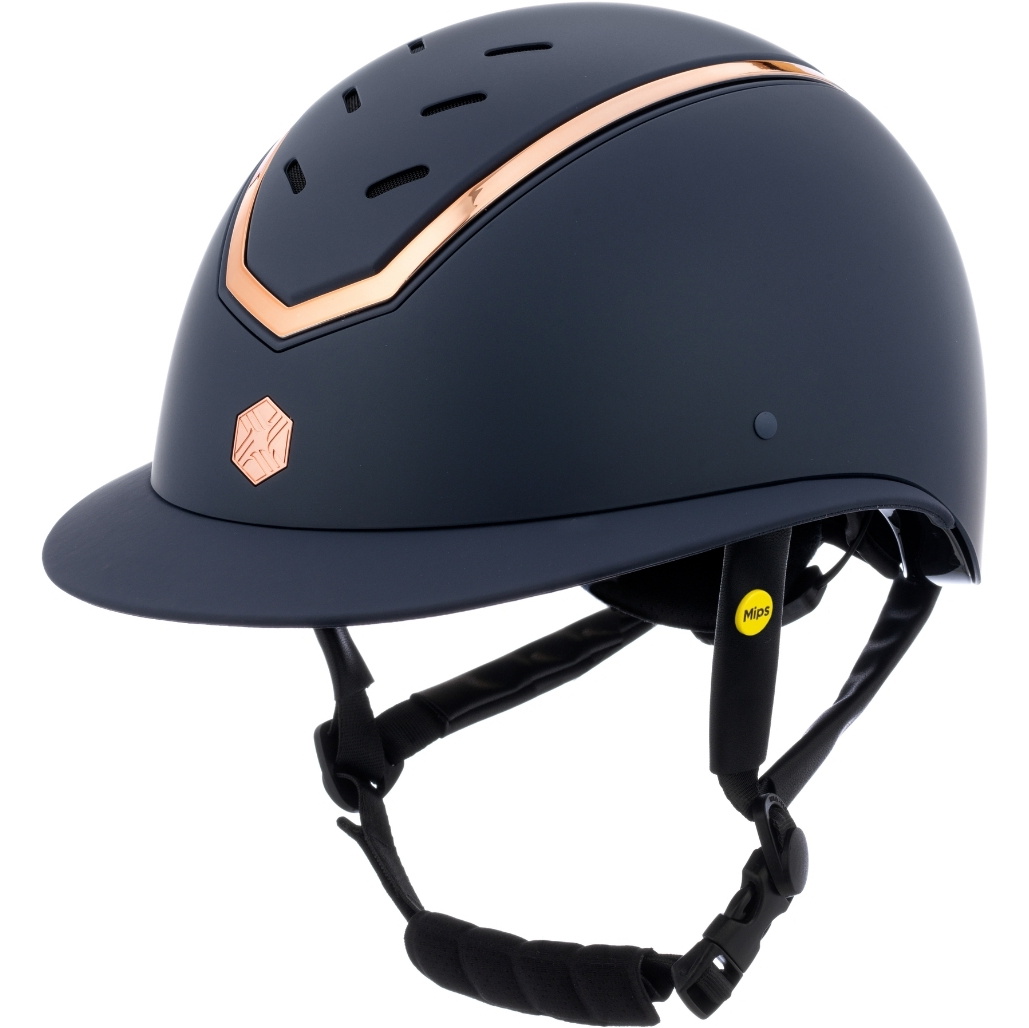 2026 Charles Owen Unisexe Kylo Large Visière Avec MIPS Casque De Équitation KYLOWMIPS - Navy Matte / Rose Gold